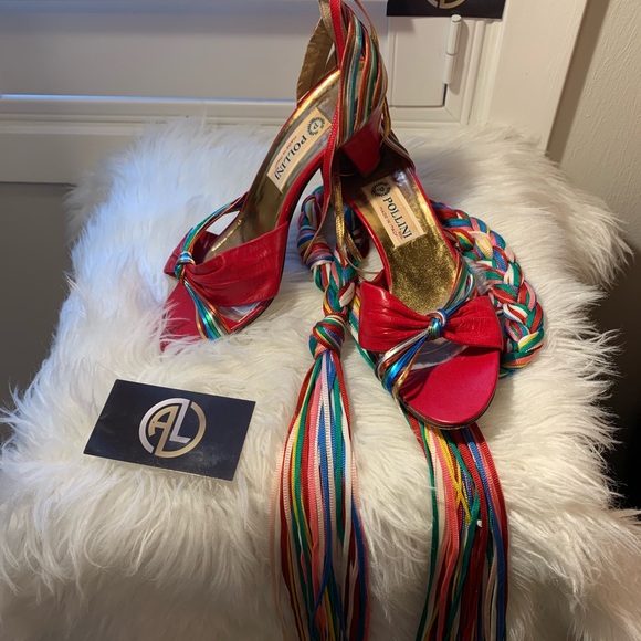 Pollini Vintage Red Italian Pumps & Belt - Picture 12 of 13
